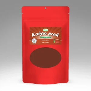 Organski kakao prah u kesici sa prikazom kakao zrna i oznakama kvaliteta