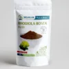 Rhodiola Rosea prah u beloj kesici od 50g sa tamnim prahom i žutim cvetovima